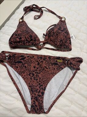 Women's Rust Leopard Print Triangle Bikini